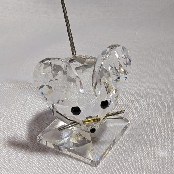 Lge Swarovski 1980's Mouse Spring Tail Sits on A Square Base Not Original Box - Picture 1 of 12